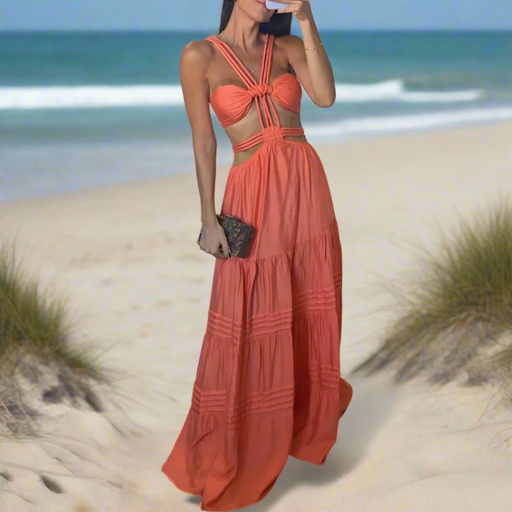 Summer Cut - Out Maxi Dress – Sexy Beach Cover - Up & Evening Look - HalleBeauty